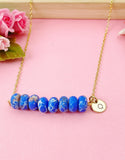 Regalite Imperial Jasper Sea Sediment Jasper Necklace In Gold or Silver, Royal Blue Natural Imperial Jasper Gemstone Jewelry, N6363