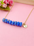 Regalite Imperial Jasper Sea Sediment Jasper Necklace In Gold or Silver, Royal Blue Natural Imperial Jasper Gemstone Jewelry, N6363