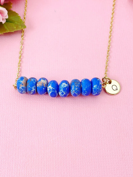 Regalite Imperial Jasper Sea Sediment Jasper Necklace In Gold or Silver, Royal Blue Natural Imperial Jasper Gemstone Jewelry, N6363