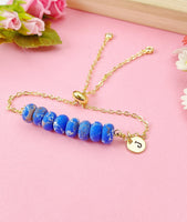 Natural Regalite Imperial Jasper Sea Sediment Jasper Bracelet, Royal Blue, Gold Natural Gemstone Jewelry, N6363B