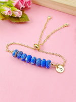 Natural Regalite Imperial Jasper Sea Sediment Jasper Bracelet, Royal Blue, Gold Natural Gemstone Jewelry, N6363B