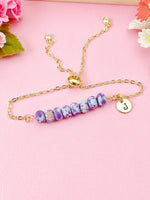 Natural Regalite Imperial Jasper Sea Sediment Jasper Bracelet, Dark Violet, Gold Natural Gemstone Jewelry, N6364B