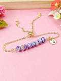 Natural Regalite Imperial Jasper Sea Sediment Jasper Bracelet, Dark Violet, Gold Natural Gemstone Jewelry, N6364B