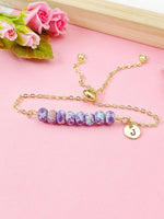 Natural Regalite Imperial Jasper Sea Sediment Jasper Bracelet, Dark Violet, Gold Natural Gemstone Jewelry, N6364B