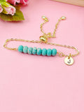 Natural Regalite Imperial Jasper Sea Sediment Jasper Bracelet, Dark Turquoise, Gold Natural Gemstone Jewelry, N6365