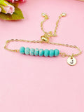 Natural Regalite Imperial Jasper Sea Sediment Jasper Bracelet, Dark Turquoise, Gold Natural Gemstone Jewelry, N6365