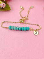 Natural Regalite Imperial Jasper Sea Sediment Jasper Bracelet, Dark Turquoise, Gold Natural Gemstone Jewelry, N6365