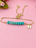 Natural Regalite Imperial Jasper Sea Sediment Jasper Bracelet, Dark Turquoise, Gold Natural Gemstone Jewelry, N6365