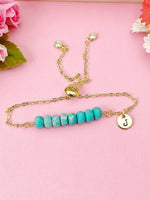 Natural Regalite Imperial Jasper Sea Sediment Jasper Bracelet, Dark Turquoise, Gold Natural Gemstone Jewelry, N6365