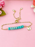 Natural Regalite Imperial Jasper Sea Sediment Jasper Bracelet, Dark Turquoise, Gold Natural Gemstone Jewelry, N6365