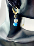 Regalite Imperial Jasper Sea Sediment Jasper Earrings in Gold or Silver, Cuboid, Deep Sky Blue, Natural Gemstone Jewelry, N6367E