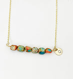 Regalite Imperial Jasper Sea Sediment Jasper Necklace In Gold or Silver, Cuboid, Purple, Natural Imperial Jasper Gemstone, N6368