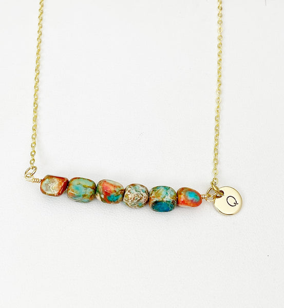 Regalite Imperial Jasper Sea Sediment Jasper Necklace In Gold or Silver, Cuboid, Purple, Natural Imperial Jasper Gemstone, N6368