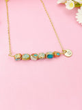 Regalite Imperial Jasper Sea Sediment Jasper Necklace In Gold or Silver, Cuboid, Purple, Natural Imperial Jasper Gemstone, N6368