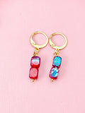 Regalite Imperial Jasper Sea Sediment Jasper Earrings in Gold or Silver, Cuboid, Purple, Natural Gemstone Jewelry, N6368E