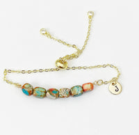 Natural Regalite Imperial Jasper Sea Sediment Jasper Bracelet, Cuboid, Sky Blue, Gold Natural Gemstone Jewelry, N6369