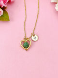 Emerald Heart Necklace in Gold or Silver, Natural Emerald Gemstone Jewelry, N6370