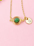 Emerald Necklace in Gold or Silver, Natural Emerald Gemstone Jewelry, N6370A