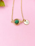 Emerald Necklace in Gold or Silver, Natural Emerald Gemstone Jewelry, N6370A