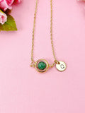 Emerald Necklace in Gold or Silver, Natural Emerald Gemstone Jewelry, N6370A