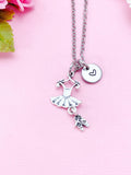 Silver Ballet Dress Charm Necklace, Gifts for Ballet Dance Girls, N5175A