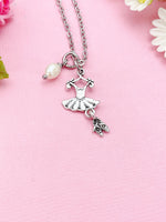 Ballet Dance Necklace, Ballet Dance Bracelet Bangle, Ballet Girl Gifts, N5175