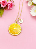 Gold Lemon Charm Necklace, Orange Slice Charm, Orange Charm, Fruit Food Charm, Foodie Gift, Personalized Gift, N26