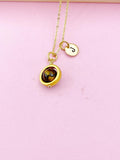Gold Natural Tiger Eye Necklace, Natural Gemstone Jewelry, Spinner Necklace, N4691B