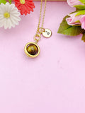Gold Natural Tiger Eye Necklace, Natural Gemstone Jewelry, Spinner Necklace, N4691B
