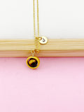 Gold Natural Tiger Eye Necklace, Natural Gemstone Jewelry, Spinner Necklace, N4691B