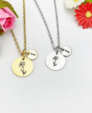 Iris Flower Gold or Silver Necklace, D650