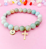 Amazonite Bracelet in Gold or Silver, Natural Amazonite Gemstone Jewelry, N6376
