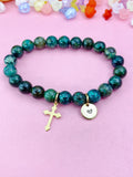 African Turquoise(Jasper) Bracelet in Gold or Silver, Natural African Turquoise(Jasper) Gemstone Jewelry, N6381