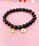 Golden Sheen Obsidian Bracelet in Gold or Silver, Natural Golden Sheen Obsidian Gemstone Jewelry, N6384