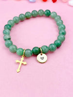 Green Aventurine Bracelet in Gold or Silver, Natural Green Aventurine Gemstone Jewelry, N6385