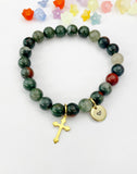 Bloodstone Bracelet in Gold or Silver, Natural African Bloodstone Gemstone Jewelry, N6386