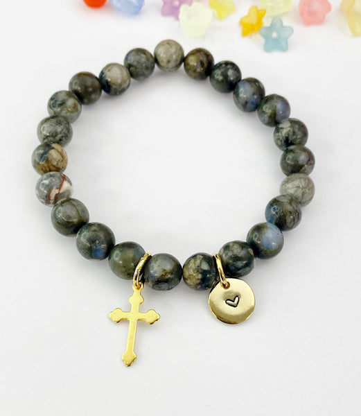 Glaucophane Bracelet in Gold or Silver, Natural Glaucophane Gemstone Jewelry, N6387