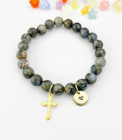 Glaucophane Bracelet in Gold or Silver, Natural Glaucophane Gemstone Jewelry, N6387