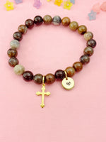 Petrified Wood Bracelet in Gold or Silver, Natural Petrified Wood Gemstone Jewelry, N6389