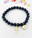 Obsidian Bracelet in Gold or Silver, Natural Obsidian Gemstone Jewelry, N6392