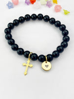 Obsidian Bracelet in Gold or Silver, Natural Obsidian Gemstone Jewelry, N6392