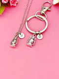 Silver Lantern Charm Necklace or Keychain, Guiding Achieve Goal Gifts Idea, N 5476M