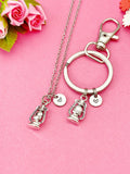 Silver Lantern Charm Necklace or Keychain, Guiding Achieve Goal Gifts Idea, N 5476M
