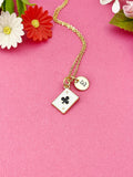 Gold Ace of Clubs Charm Necklace, Ace of Clubs Card Poker Jewelry Gifts, Card Style Option, N6393