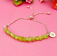 Peridot Bracelet in Rose Gold, August Birthstone Birthday Gift, Natural Gemstone Jewelry Gift, N4897RG