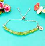 Peridot Bracelet in Rose Gold, August Birthstone Birthday Gift, Natural Gemstone Jewelry Gift, N4897RG