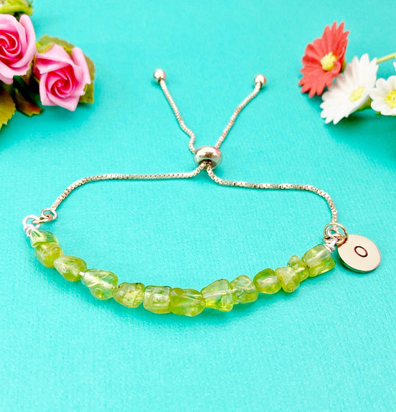 Peridot Bracelet in Rose Gold, August Birthstone Birthday Gift, Natural Gemstone Jewelry Gift, N4897RG