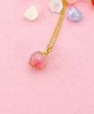 Gold Flower Necklace, Wild Flower Bud, Real Dried Flower, Flower Jewelry, N4872A