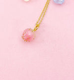 Gold Flower Necklace, Wild Flower Bud, Real Dried Flower, Flower Jewelry, N4872A