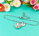 Cup and Saucer Teacup Charm Bracelet in Silver, Tea Party Gift, N811B